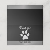 Silver Dog Paw auf schwarzem Hintergrund Treuekarte (Außenseite Aufgefaltet)