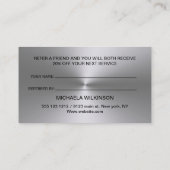 Silver Dog Paw auf schwarzem Pet Grooming Service Empfehlungskarte (Rückseite)