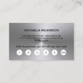 Silver Dog Paw auf schwarzem Pet Grooming Service Treuekarte (Rückseite)