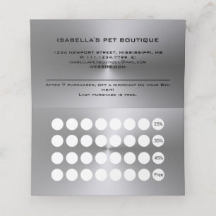 Silver Dog Paw auf schwarzem Pet Grooming Service Treuekarte