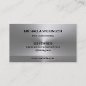 Silver Dog Paw auf schwarzem Pet Grooming Service Visitenkarte (Rückseite)