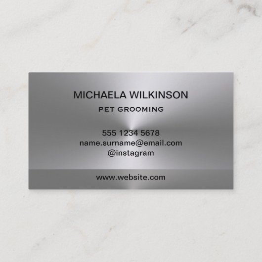 Silver Dog Paw auf schwarzem Pet Grooming Service Visitenkarte (Rückseite)