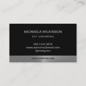 Silver Dog Paw auf schwarzem Pet Grooming Service Visitenkarte (Rückseite)