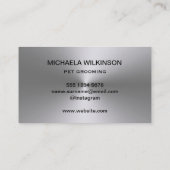 Silver Dog Paw auf schwarzem Pet Grooming Service Visitenkarte (Rückseite)