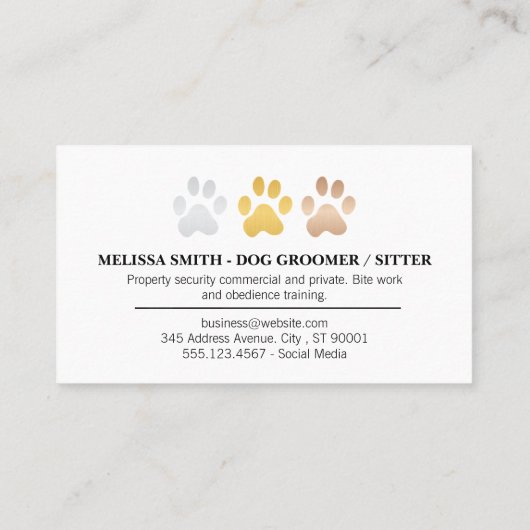 Silver Dog Paw Visitenkarte (Rückseite)