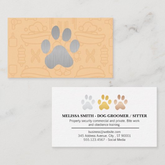 Silver Dog Paw Visitenkarte (Vorne/Hinten)