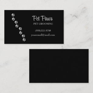 Silver Dog Paws auf schwarzen Pet Grooming Service Visitenkarte