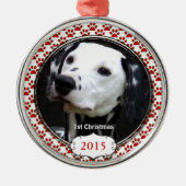 Silver Dog Paws mein erstes Weihnachtsgeschenk Fot Silbernes Ornament (Vorne)