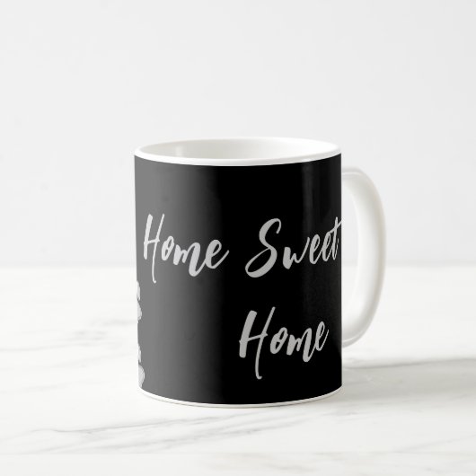 Silver Dog Paws Schwarzer Hintergrund Druckmuster  Kaffeetasse (VorderseiteRechts)