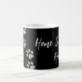 Silver Dog Paws Schwarzer Hintergrund Druckmuster  Kaffeetasse (Mittel)