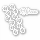 Silver Dog Paws Schwarzer Hintergrund Print Patter Aufkleber (Vorderseite)