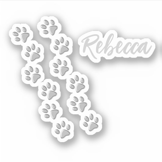 Silver Dog Paws Schwarzer Hintergrund Print Patter Aufkleber (Vorderseite)