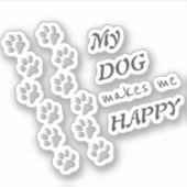 Silver Dog Paws Schwarzer Hintergrund Print Patter Aufkleber (Vorderseite)