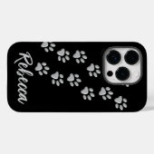 Silver Dog Paws Schwarzer Hintergrund Print Patter Case-Mate iPhone Hülle (Rückseite (Horizontal))