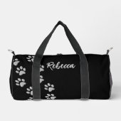 Silver Dog Paws Schwarzer Hintergrund Print Patter Duffle Bag (Vorderseite)