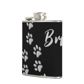Silver Dog Paws Schwarzer Hintergrund Print Patter Flachmann (Links)