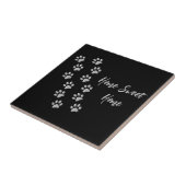 Silver Dog Paws Schwarzer Hintergrund Print Patter Fliese (Seite)