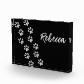 Silver Dog Paws Schwarzer Hintergrund Print Patter Fotoblock (Rechts)