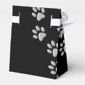 Silver Dog Paws Schwarzer Hintergrund Print Patter Geschenkschachtel (Rückseite)