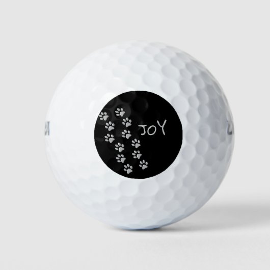 Silver Dog Paws Schwarzer Hintergrund Print Patter Golfball (Vorderseite)