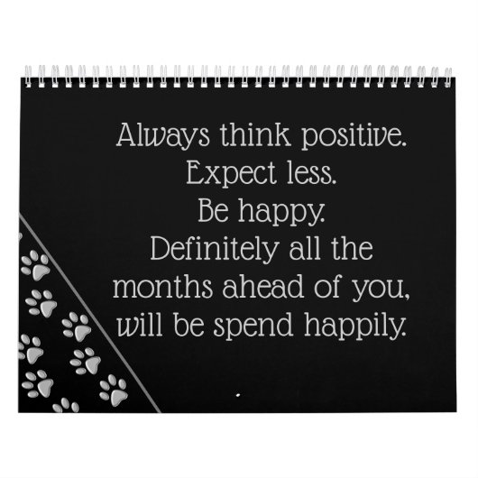 Silver Dog Paws Schwarzer Hintergrund Print Patter Kalender (Titelbild)