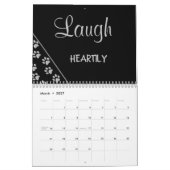Silver Dog Paws Schwarzer Hintergrund Print Patter Kalender (Mär 2027)