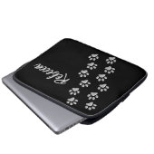Silver Dog Paws Schwarzer Hintergrund Print Patter Laptopschutzhülle (Vorne Knopf)