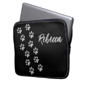 Silver Dog Paws Schwarzer Hintergrund Print Patter Laptopschutzhülle (Vorderseite Links)
