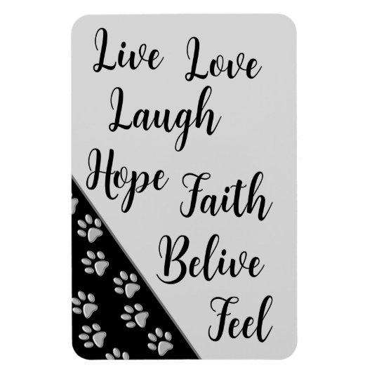 Silver Dog Paws Schwarzer Hintergrund Print Patter Magnet (Vertikal)