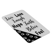 Silver Dog Paws Schwarzer Hintergrund Print Patter Magnet (Rechte Seite)