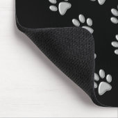 Silver Dog Paws Schwarzer Hintergrund Print Patter Mousepad (Ecke)