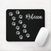 Silver Dog Paws Schwarzer Hintergrund Print Patter Mousepad (Mit Mouse)