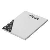 Silver Dog Paws Schwarzer Hintergrund Print Patter Notizblock (Rotiert)