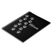 Silver Dog Paws Schwarzer Hintergrund Print Patter Notizblock (Linke Seite)