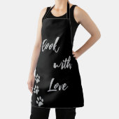 Silver Dog Paws Schwarzer Hintergrund Print Patter Schürze (InSitu)