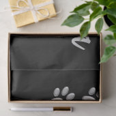 Silver Dog Paws Schwarzer Hintergrund Print Patter Seidenpapier (Geschenk)