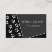 Silver Dog Paws Schwarzer Hintergrund Print Patter Visitenkarte (Vorderseite)