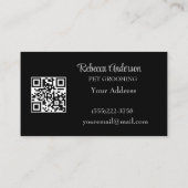 Silver Dog Paws Schwarzer Hintergrund Print Patter Visitenkarte (Rückseite)