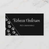 Silver Dog Paws Schwarzer Hintergrund Print Patter Visitenkarte (Vorderseite)