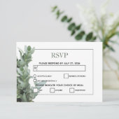 Silver Dollar Eucalyptus Wedding RSVP Cards Karte (Stehend Vorderseite)