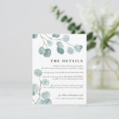 Silver Dollar Eukalyptus Wedding Begleitkarte (Stehend Vorderseite)