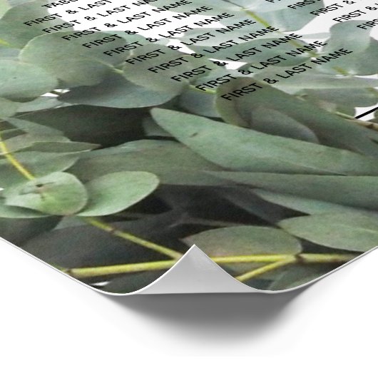 Silver Dollar Eukalyptus Wedding Chart Poster (Ecke)