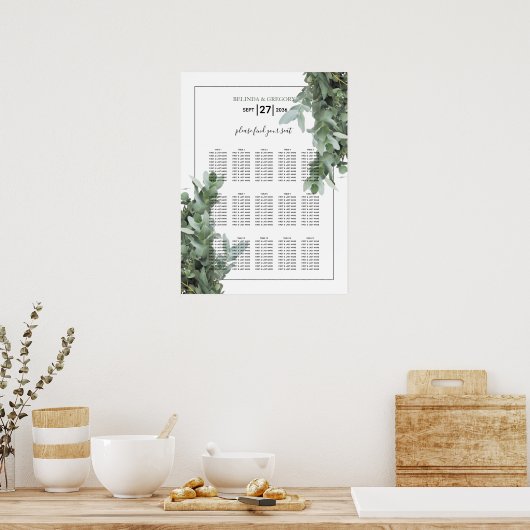 Silver Dollar Eukalyptus Wedding Chart Poster (Küche)