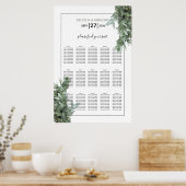 Silver Dollar Eukalyptus Wedding Chart Poster (Küche)