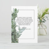 Silver Dollar Eukalyptus Wedding Dankeschön Karte (Stehend Vorderseite)