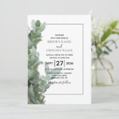 Silver Dollar Eukalyptus Wedding Einladungen (Stehend Vorderseite)