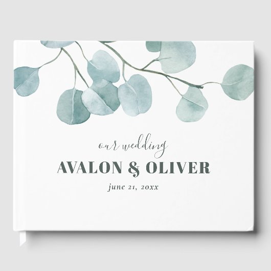 Silver Dollar Eukalyptus Wedding Gästebuch (Vorderseite)