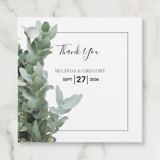 Silver Dollar Eukalyptus Wedding Gift Geschenkanhänger (Vorderseite)