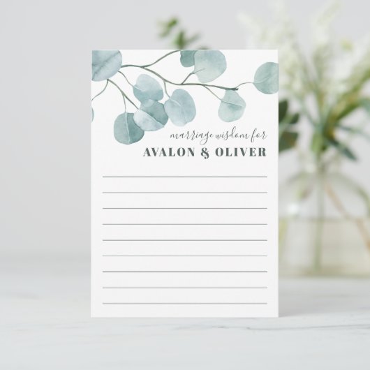 Silver Dollar Eukalyptus Wedding Hinweiskarte (Stehend Vorderseite)