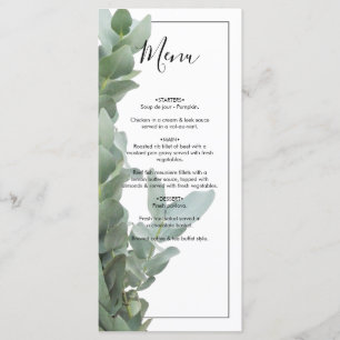 Silver Dollar Eukalyptus Wedding Menu Menükarte